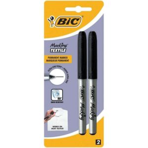 bic marking textile pack de 2 rotuladores permanentes para ropa punta ultrafina 0.9mm lavados hasta 90º tinta con base de alcohol color negro