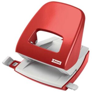 petrus 62 wow taladro metalico hasta 30 hojas marcas de formato facil vaciado punzones 5.5mm color rojo
