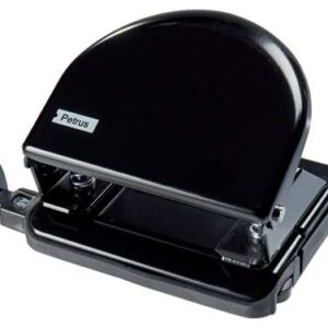 petrus 52 taladro perforador clasico metalico hasta 20 hojas marcas de formato facil vaciado punzones 5.5mm color negro