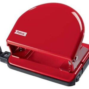 petrus 52 taladro perforador clasico metalico hasta 20 hojas marcas de formato facil vaciado punzones 5.5mm color rojo