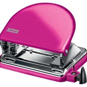 petrus 52 wow taladro perforador clasico metalico hasta 20 hojas marcas de formato facil vaciado punzones 5.5mm color fucsia