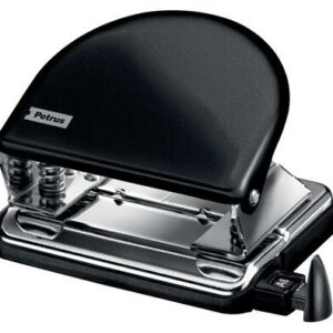 petrus 52 wow taladro perforador clasico metalico hasta 20 hojas marcas de formato facil vaciado punzones 5.5mm color negro