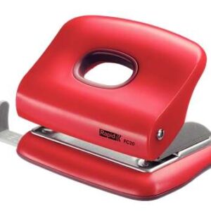 rapid fc20 taladro perforador hasta 20 hojas facil vaciado punzones 5.5mm color rojo