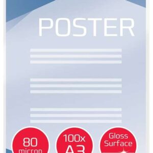 gbc paquete de 100 carteras plastificacion a3 con brillo alta calidad esquinas redondeadas 80 micras transparente