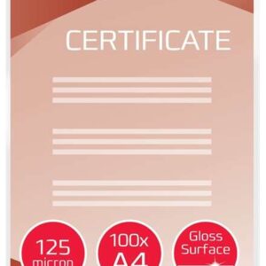 gbc pack de 100 carteras plastificacion a4 con brillo alta calidad 125 micras transparente