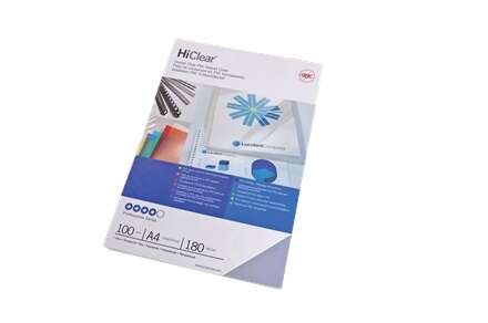 gbc hiclear paquete de 100 portadas de encuadernar a4 180 micras transparentes