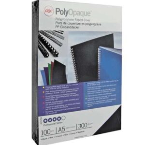 gbc polyopaque pack de 100 portadas de encuadernar a4 300 micras color negro