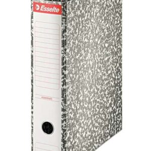 esselte archivador de palanca formato folio lomo 75mm ollao y cantoneras metalicas capacidad para 500 hojas forrado de papel jaspeado color gris jaspeado
