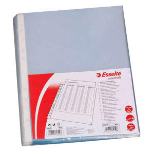 esselte pack de 100 fundas multitaladro portadocumentos formato folio 16 taladros 80 micras piel de naranja color transparente