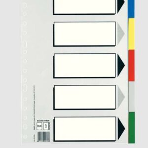 esselte 613 bolsa de 5 separadores de plastico 5 pestañas / 5 colores multitaladro formato folio