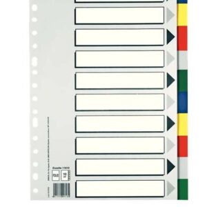 esselte 713 bolsa de 10 separadores de plastico 10 pestañas / 5 colores multitaladro formato folio