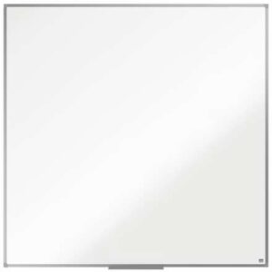 nobo essence pizarra de melamina 1200x1200mm marco de aluminio anodizado bandeja para rotuladores color blanco