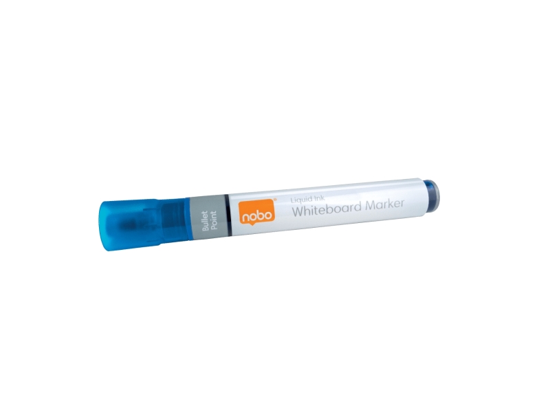 nobo pack de 10 rotuladores para pizarra blanca punta redonda 3mm tinta liquida ventana para ver el nivel de tinta color azul
