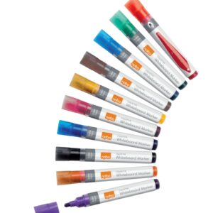 nobo pack de 10 rotuladores para pizarra blanca punta redonda 3mm tinta liquida ventana para ver el nivel de tinta colores surtidos