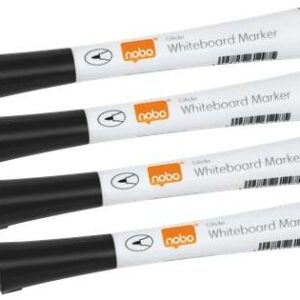 nobo gilde pack de 4 rotuladores para pizarra blanca punta fina 1mm tinta con poco olor color negro