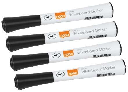 nobo gilde pack de 4 rotuladores para pizarra blanca punta fina 1mm tinta con poco olor color negro
