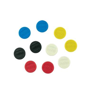 nobo pack de 10 imanes magneticos para pizarra blanca 24mm colores surtidos