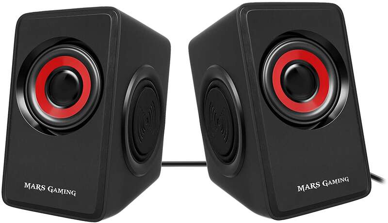 mars gaming ms1 altavoces 2.0 10w usb, jack 3.5mm 6 drivers de sonido: 2 activos y 4 pasivos control de volumen