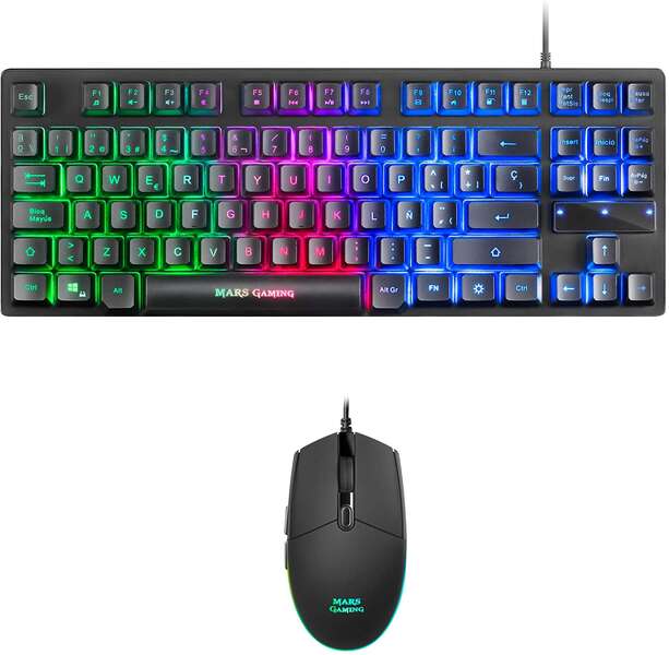 mars gaming pack teclado formato tkl + raton 3200dpi 6 botones conectividad usb iluminacion rgb antighosting