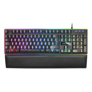 mars gaming mk320 teclado hibrido usb retroiluminacion led rgb reposamuñecas acolchado antighosting cable de 1.50m