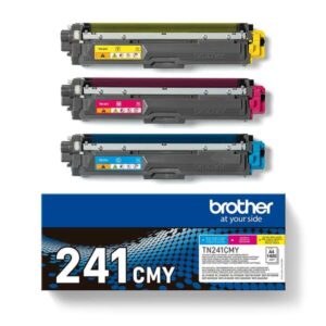 brother tn241 pack de 3 cartuchos de toner originales cian, magenta, amarillo tn241cmy
