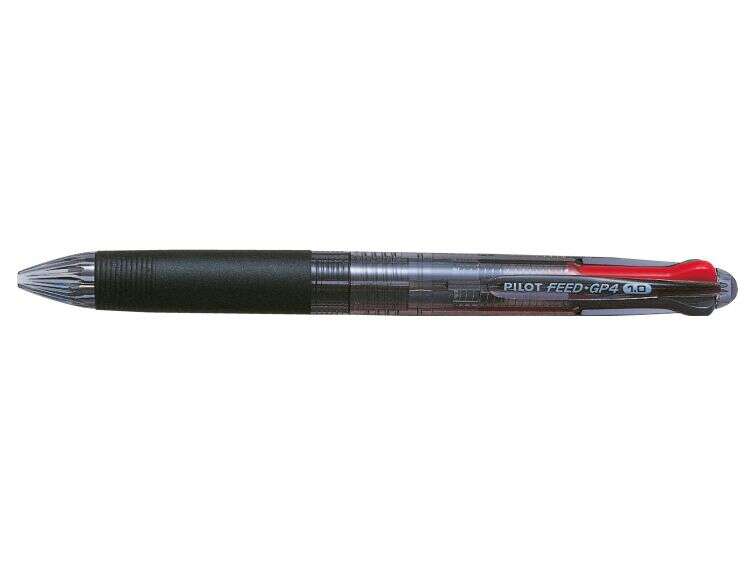 pilot boligrafo de bola retractil feed gp4 begreen punta redonda 1mm trazo 0.27mm 78.2% de plastico reciclado recargable grip ergonomico 4 colores