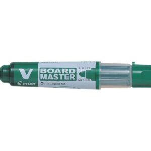 pilot v board master begreen rotulador para pizarra blanca punta redonda 6mm trazo 2.3mm 91% plastico reciclado recargable color verde
