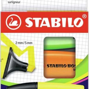 stabilo boss mini pack de 3 marcadores mini fluorescentes trazo entre 2 y 5mm tinta con base de agua antisecado colores surtidos