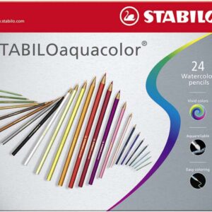 stabilo aquacolor pack de 24 lapices de colores mina de 2.8mm acuarelable colores surtidos