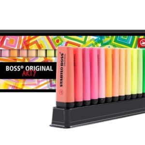 stabilo boss arty line pack de 23 marcadores fluorescentes trazo entre 2 y 5mm recargable tinta con base de agua colores surtidos