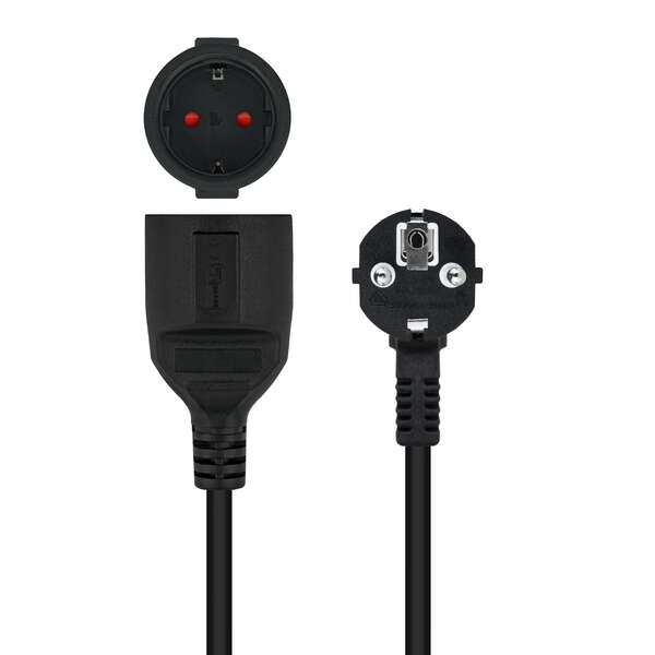 nanocable cable de alimentacion alargador cee7 acodado macho a cee7 hembra 3m