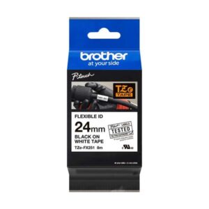 brother tzefx251 cinta laminada flexible original de etiquetas texto negro sobre fondo blanco ancho 24mm x 8 metros