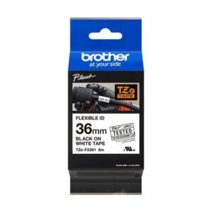 brother tzefx261 cinta laminada flexible original de etiquetas texto negro sobre fondo blanco ancho 36mm x 8 metros