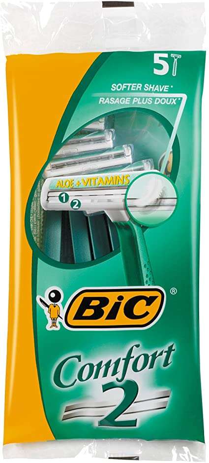 bic confort 2 pack de 5 maquinillas de afeitar desechables de 2 hojas tira lubricante con aloe vera