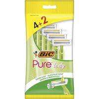 bic pure 3 lady pack de 4+2 maquinillas de depilacion desechables de 3 hojas tira lubricante con aloe vera