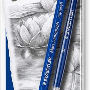staedtler mars lumograph aquarell 100a pack de 5 lapices de grafito + pincel resistencia a la rotura graduaciones surtidas