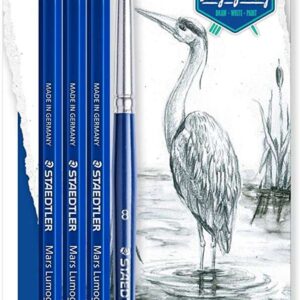 staedtler mars lumograph aquarell 100a pack de 3 lapices de grafito + pincel resistencia a la rotura graduaciones surtidas