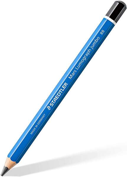 staedtler mars lumograph jumbo 100j lapiz de grafito mina 8b acabados metalicos diametro mina 5.3mm aprox alta resistencia a la rotura