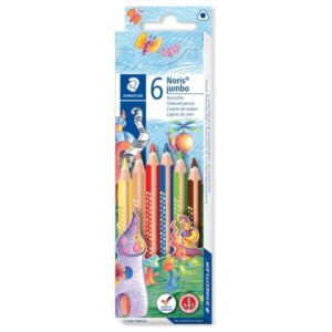 staedtler jumbo noris 128 pack de 6 lapices triangulares de colores diseño ergonomico colores surtidos