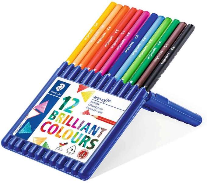 staedtler ergosoft 157 pack de 12 lapices de colores diseño ergonomico colores surtidos