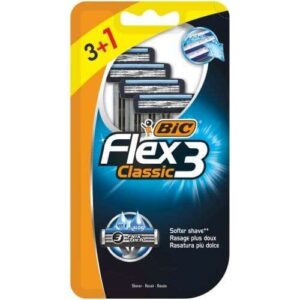 bic flex 3 pack de 3+1 maquinillas de afeitar desechables de 3 hojas cabezal pivotante tira lubricante con aloe vera