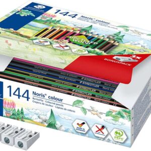 staedtler noris colour 185 pack de 144 lapices hexagonales de colores resistencia a la rotura ideal para colegios colores surtidos