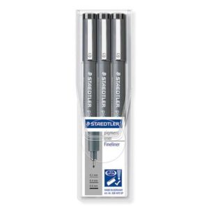 staedtler pigment liner 308 pack de 3 rotuladores de punta fina punta larga secado rapido color negro