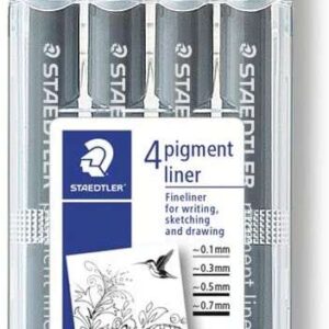 staedtler pigment liner 308 pack de 4 rotuladores de punta fina punta larga secado rapido color negro