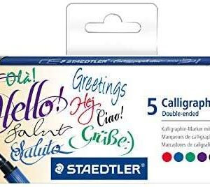 staedtler 3002 pack de 5 rotuladores de doble punta para caligrafia tinta base de agua colores surtidos
