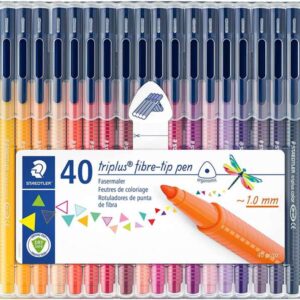 staedtler triplus color 323 pack de 40 rotuladores de punta fina trazo 1mm aprox tinta base de agua colores surtidos