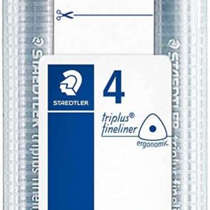 staedtler triplus fineliner 334 pack de 4 rotuladores de punta fina trazo 0.3 mm aprox tinta base de agua colores surtidos