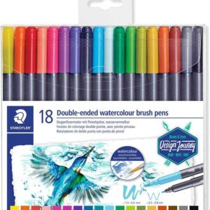 staedtler 3001 pack de 18 rotuladores acuarelables de doble punta colores surtidos