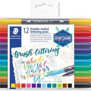 staedtler 3004 pack de 12 rotuladores de doble punta para lettering colores surtidos