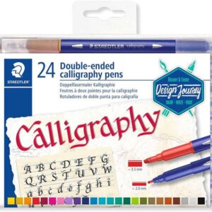 staedtler 3005 pack de 24 rotuladores de doble punta para caligrafia colores surtidos